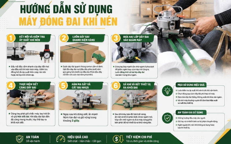 Hướng dẫn sử dụng máy đóng đai khí nén